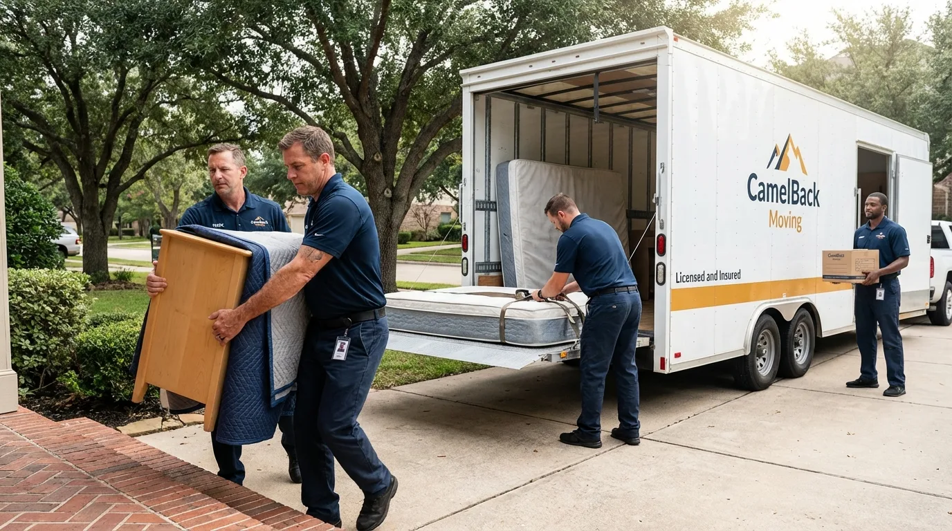 Crew loading residential truck for cross-state move from Fort Gibson, OK