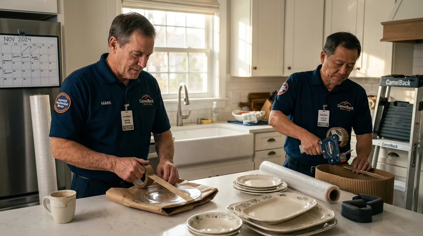 Professional crew packing kitchen dishware in Fort Gibson, OK